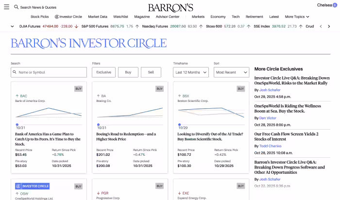 Barron’s Investor Circle launch visual showcasing premium investment tools and subscriber benefits introduced by Dow Jones.