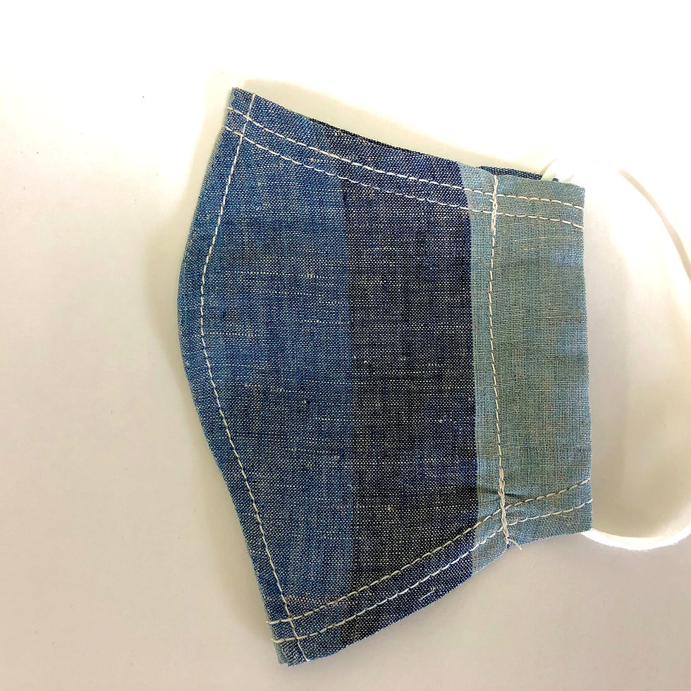 サムネイル： 接触冷感シート付き　広島産　綿麻ストライプマスク