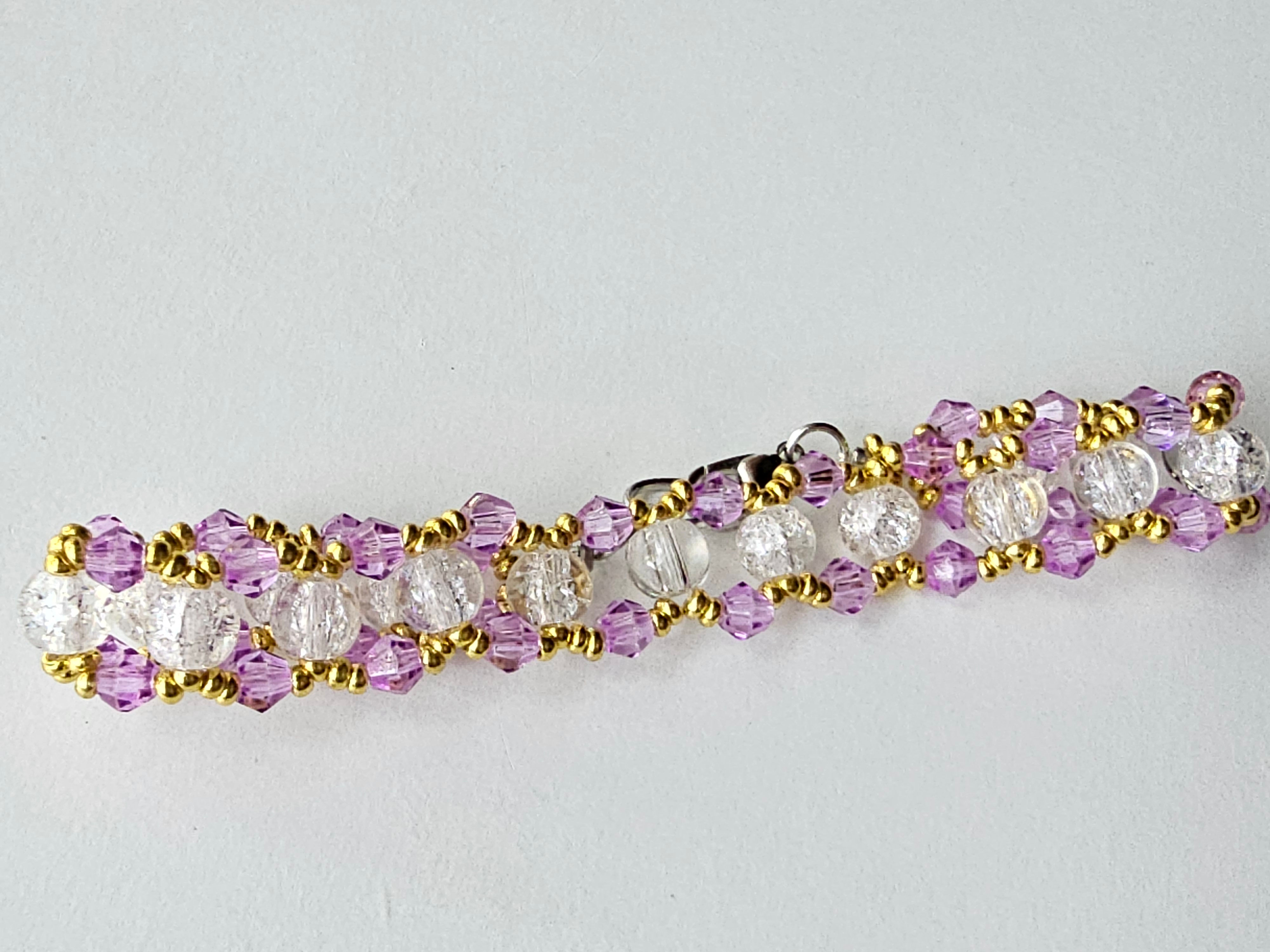 Crystal with Purple and Gold Bracelet