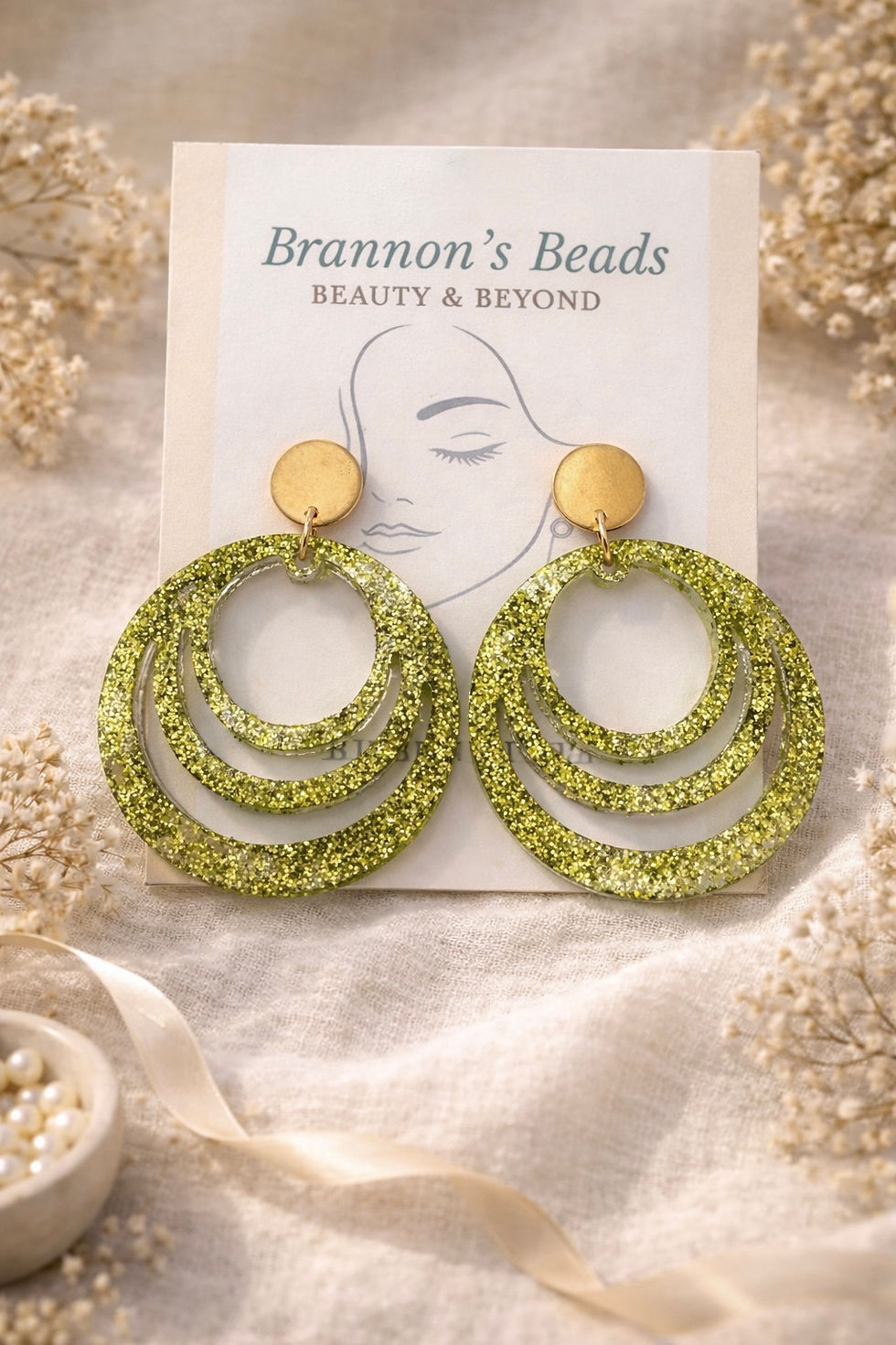 Thumbnail: Gold Gold Glitter Resin Layered Hoop Earrings | Lightweight Hypoallergenic
