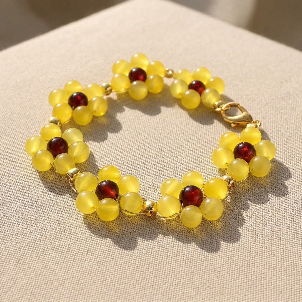 Golden Daisy Beaded Bracelet