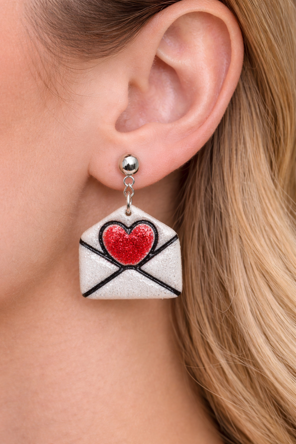 Glitter Love Letter Heart Dangles