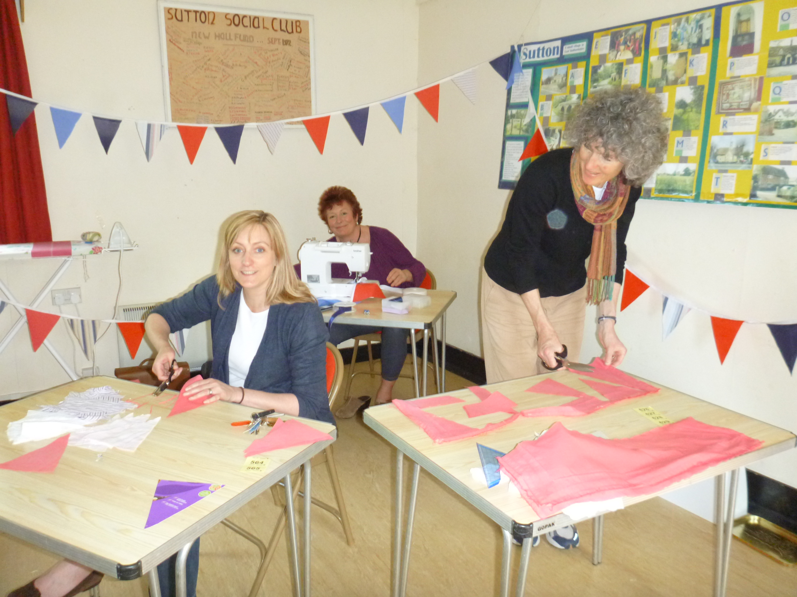 Sewing bunting for the Jubilee party