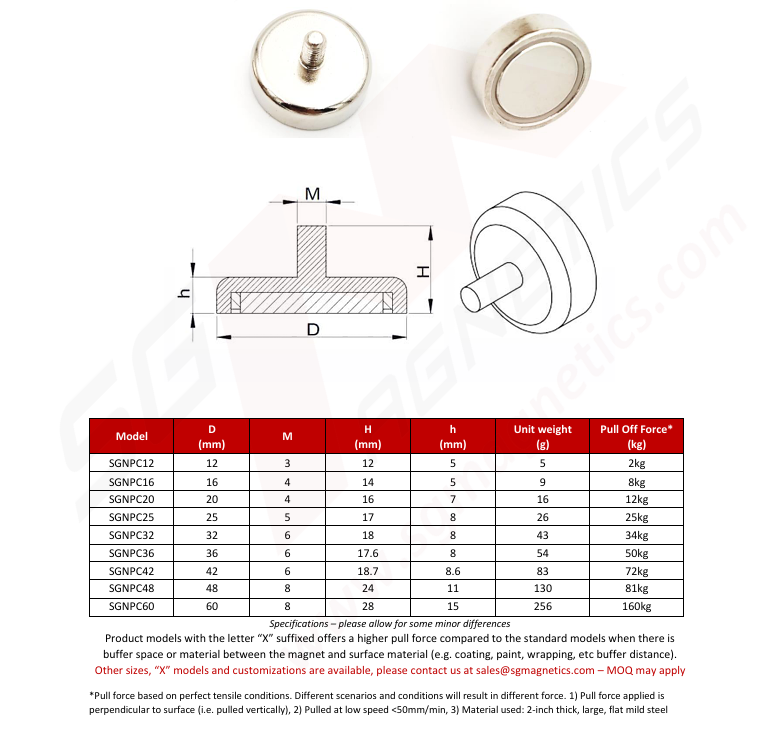 Thumbnail: 25mm External Threaded Stud Pot SGNPC25 - Neodymium Magnet - 2pcs