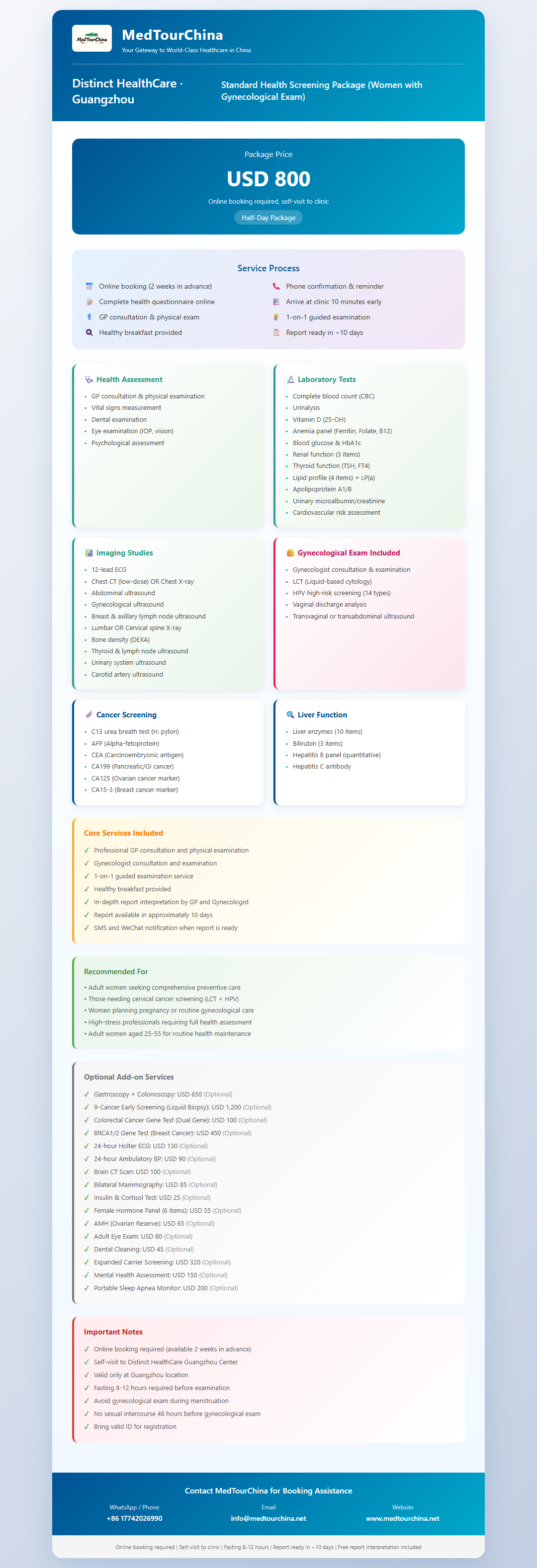 Guangzhou-OneDay-Standard Health Screening Packages-Distinct Healthcare