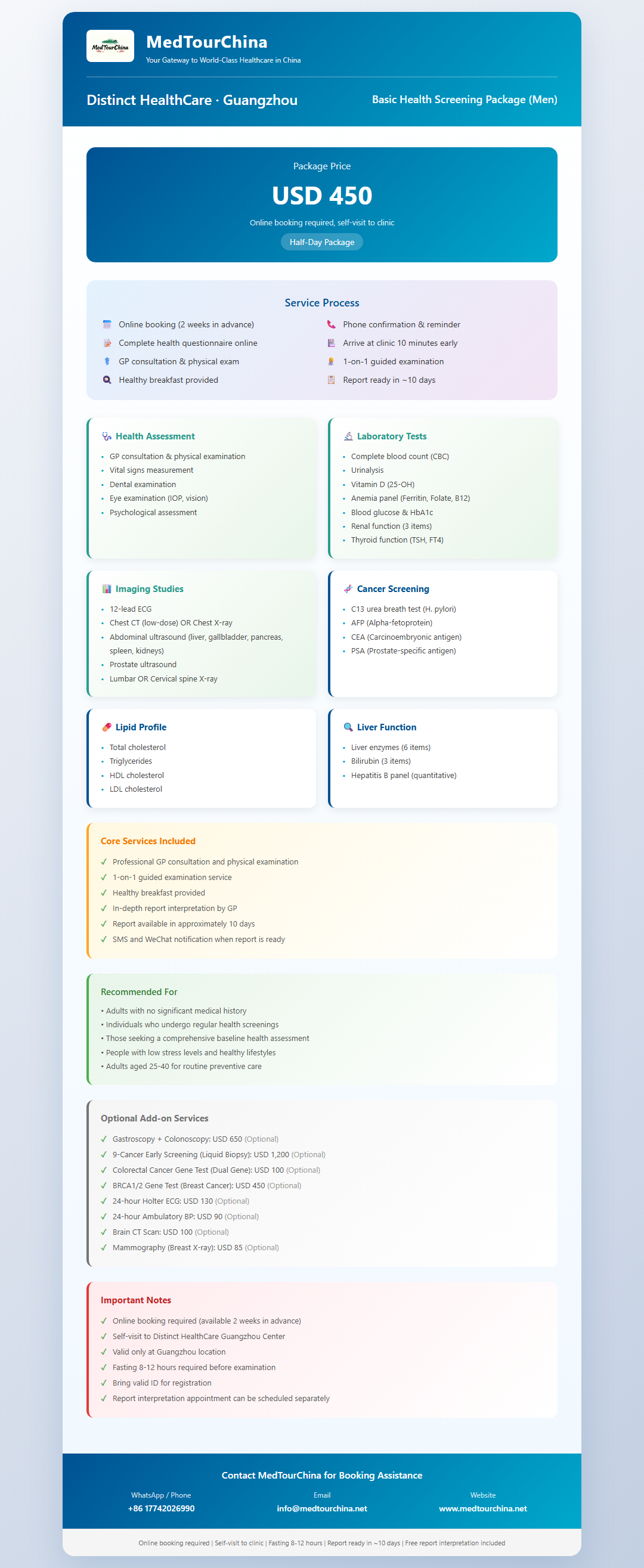 Guangzhou-OneDay-Basic Health Screening Packages-Distinct HealthCare