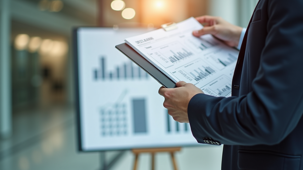 Eye-level view of a professional holding a project plan document