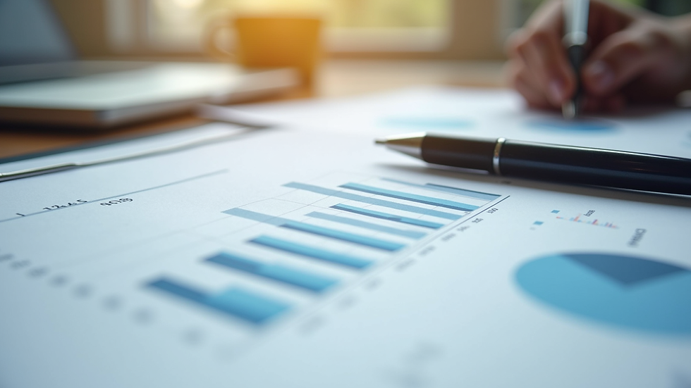 Close-up view of a business plan document with financial charts