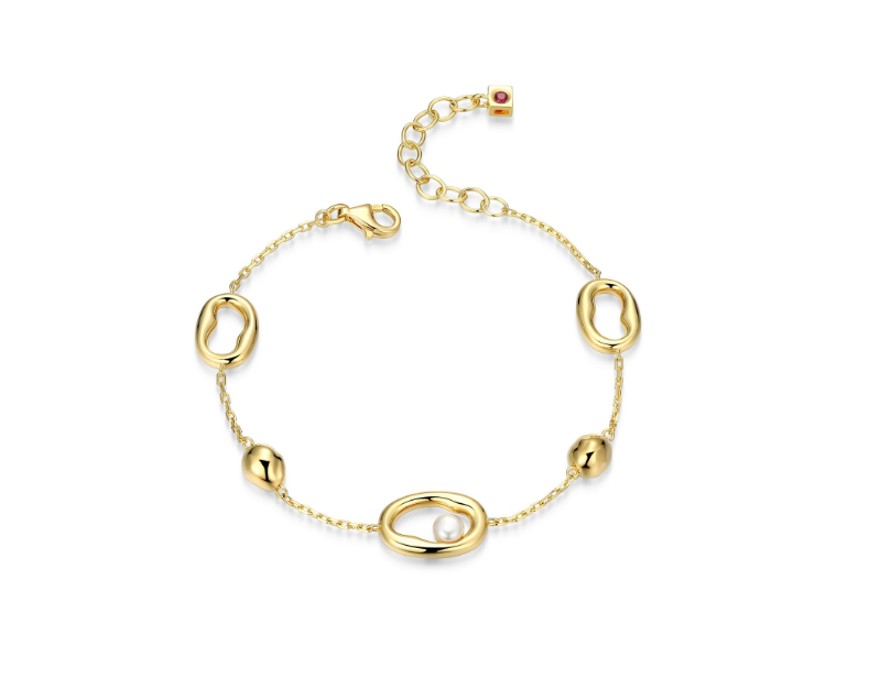 ELLE S/S G/P MULTI OVAL LINK BRACELET WITH ONE F.W.P