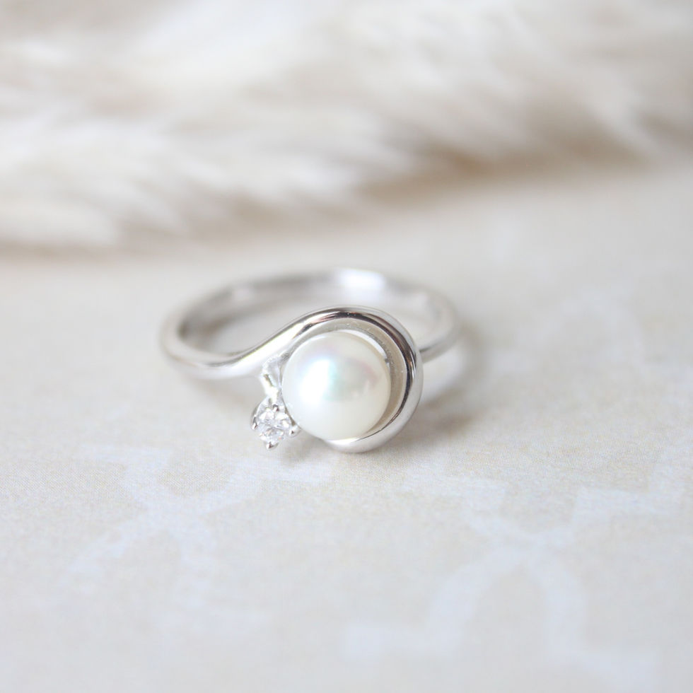 Thumbnail: PEARL & DIAMOND WHITE GOLD WRAPPED RING
