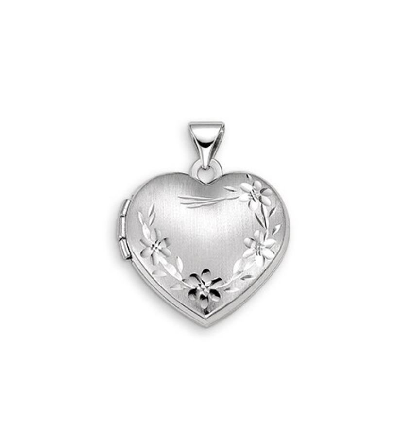 WHITE GOLD HEART LOCKET