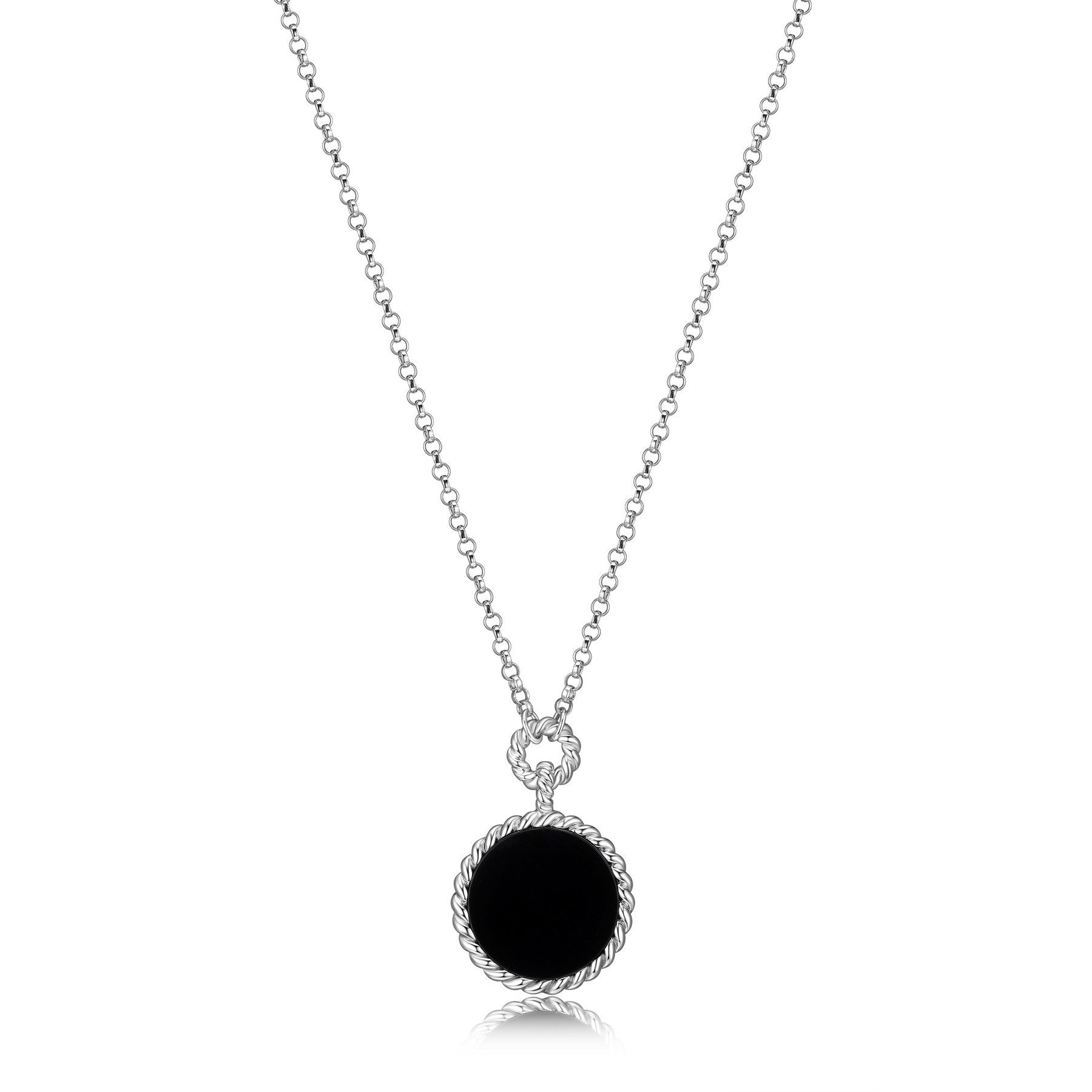 ELLE "NAUTICAL" S/S BLACK AGATE ROPE DESIGN NECKLACE