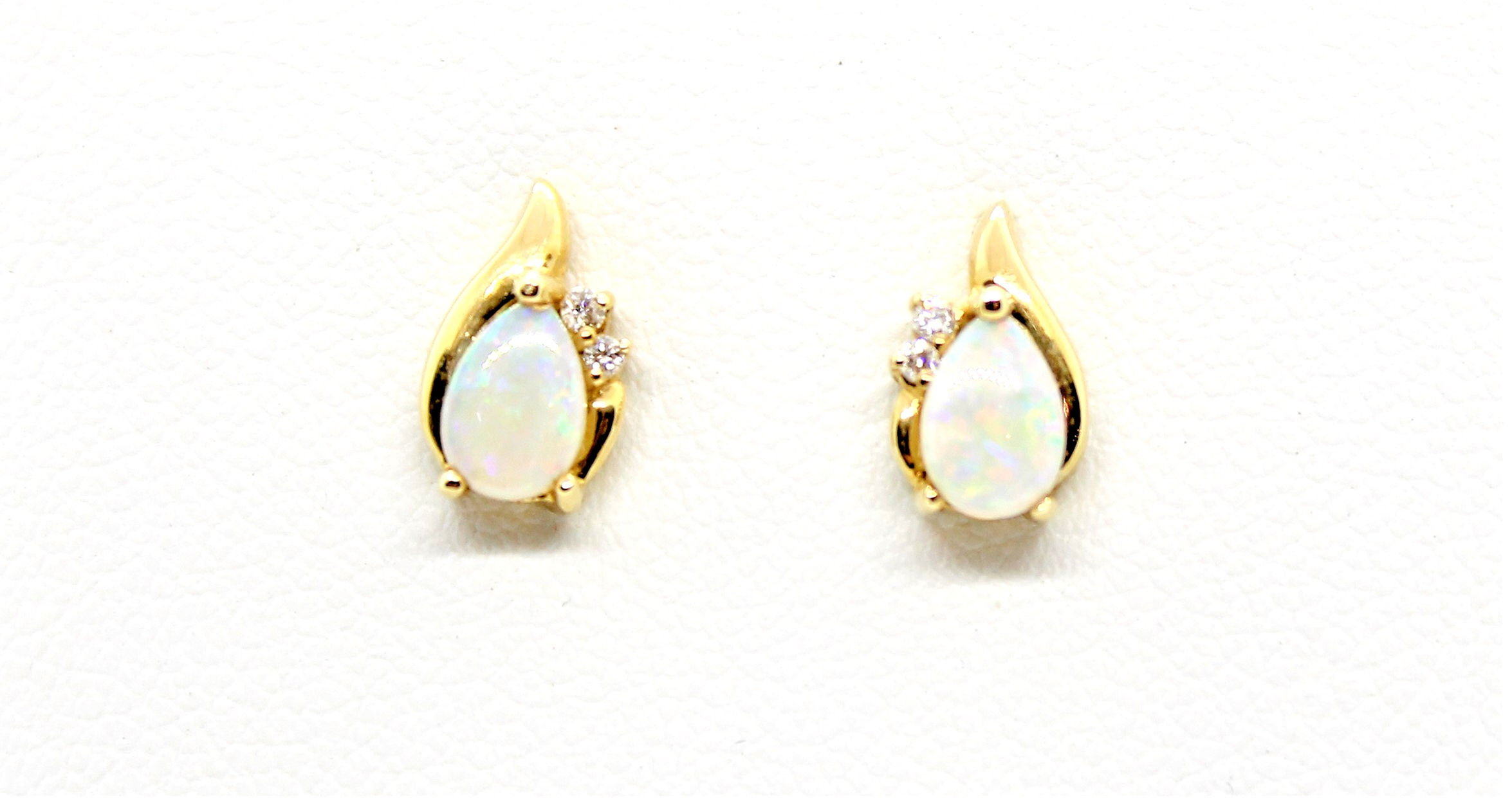 Pear Opal and Diamond Accent Stud Earrings