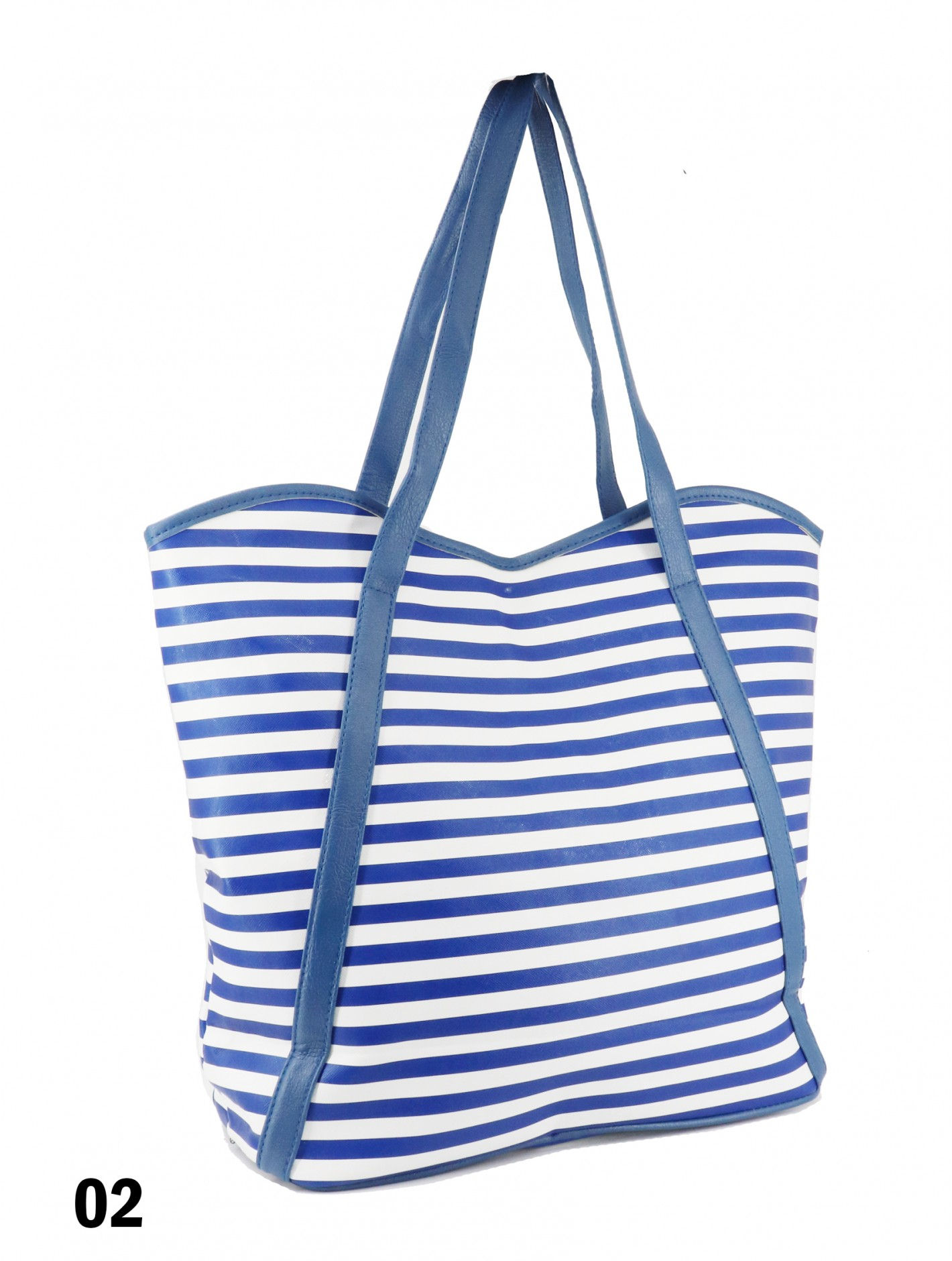 NAVY AND WHITE STRIPED WATERPROOF TOTE BAG