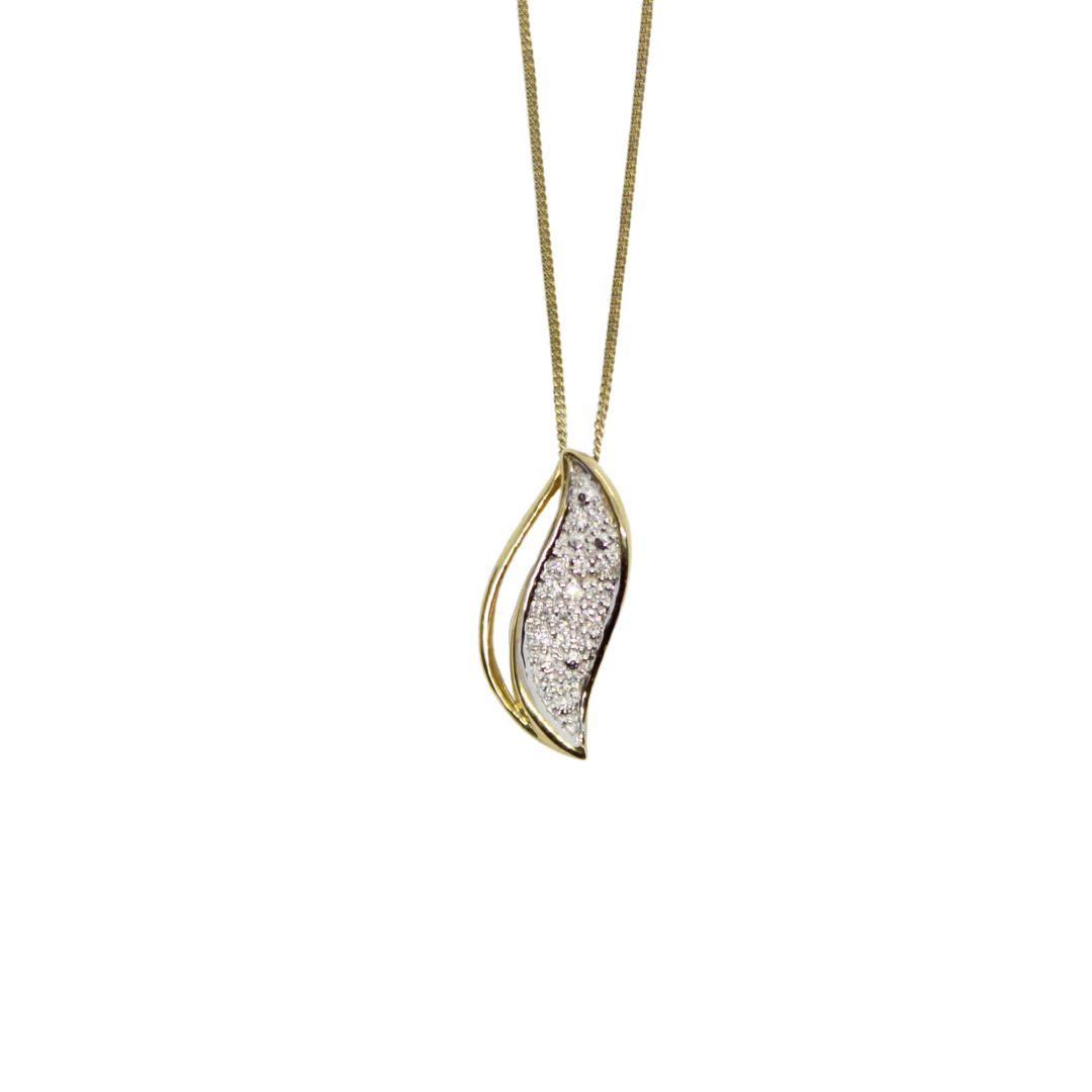 10K YELLOW GOLD DIAMOND LEAF PENDANT
