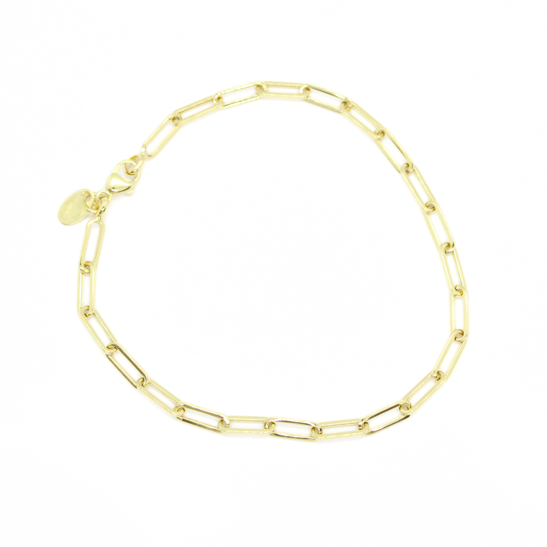 YELLOW GOLD PAPERCLIP BRACELET (7.5")