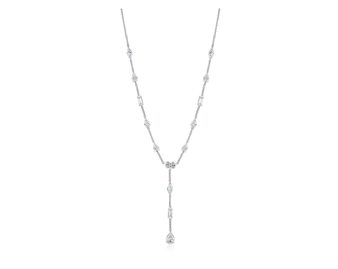 REIGN: S/S LARIAT MULTI SHAPE CZ NECKLACE