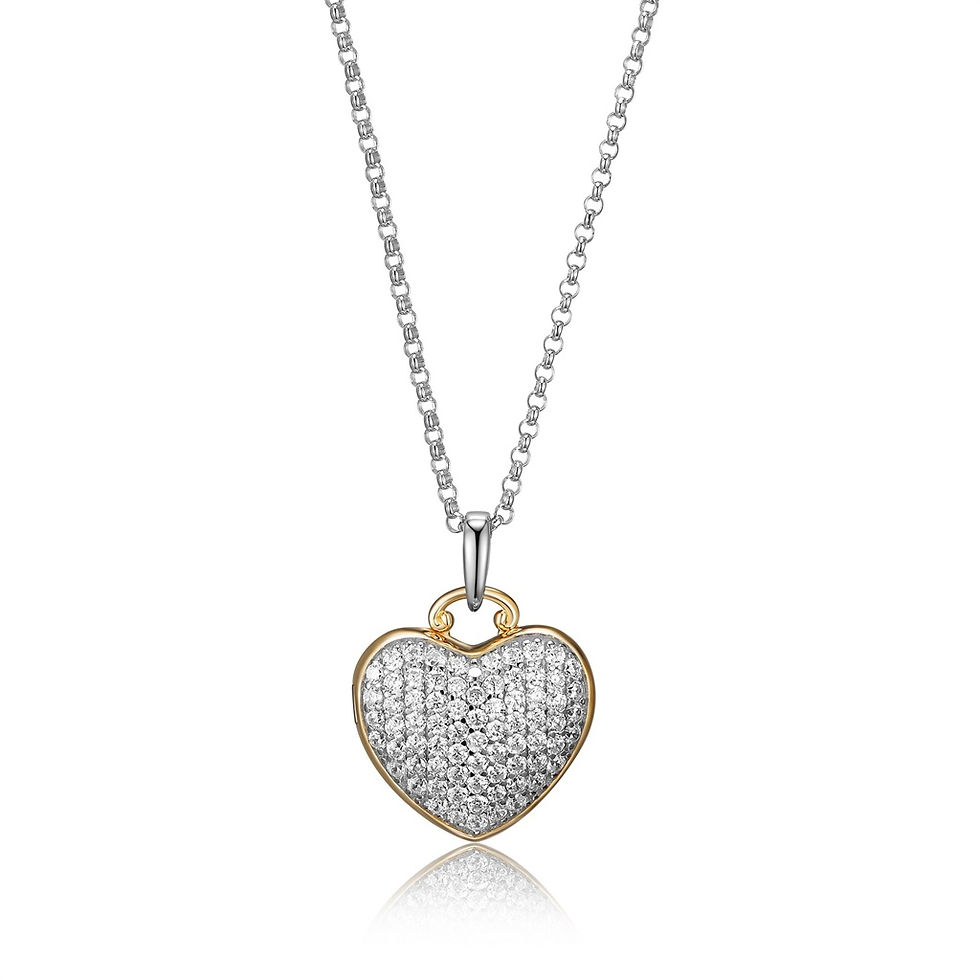 Reign: Two Tone Heart Cubic Zirconia Locket