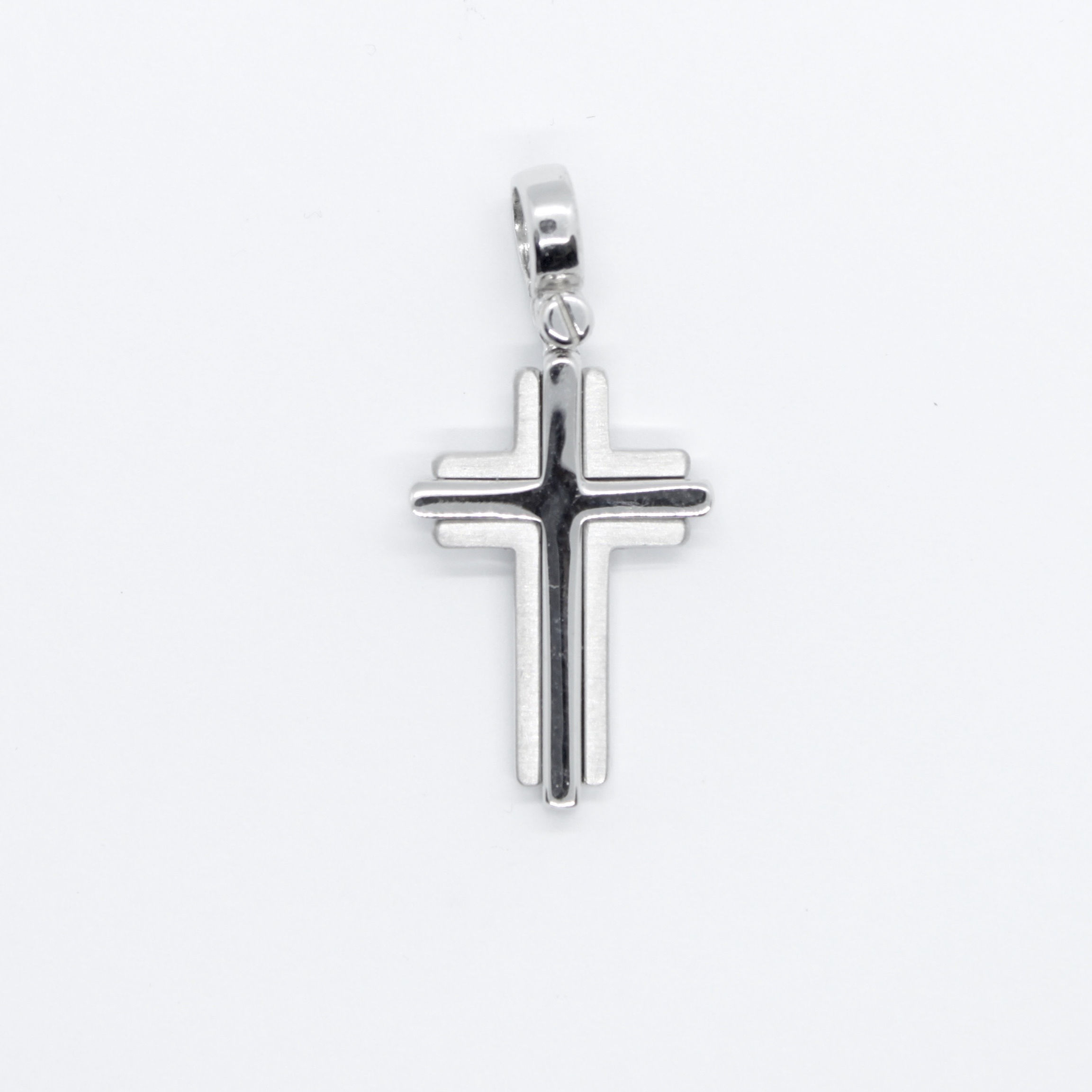 White Gold Layered Cross Pendant