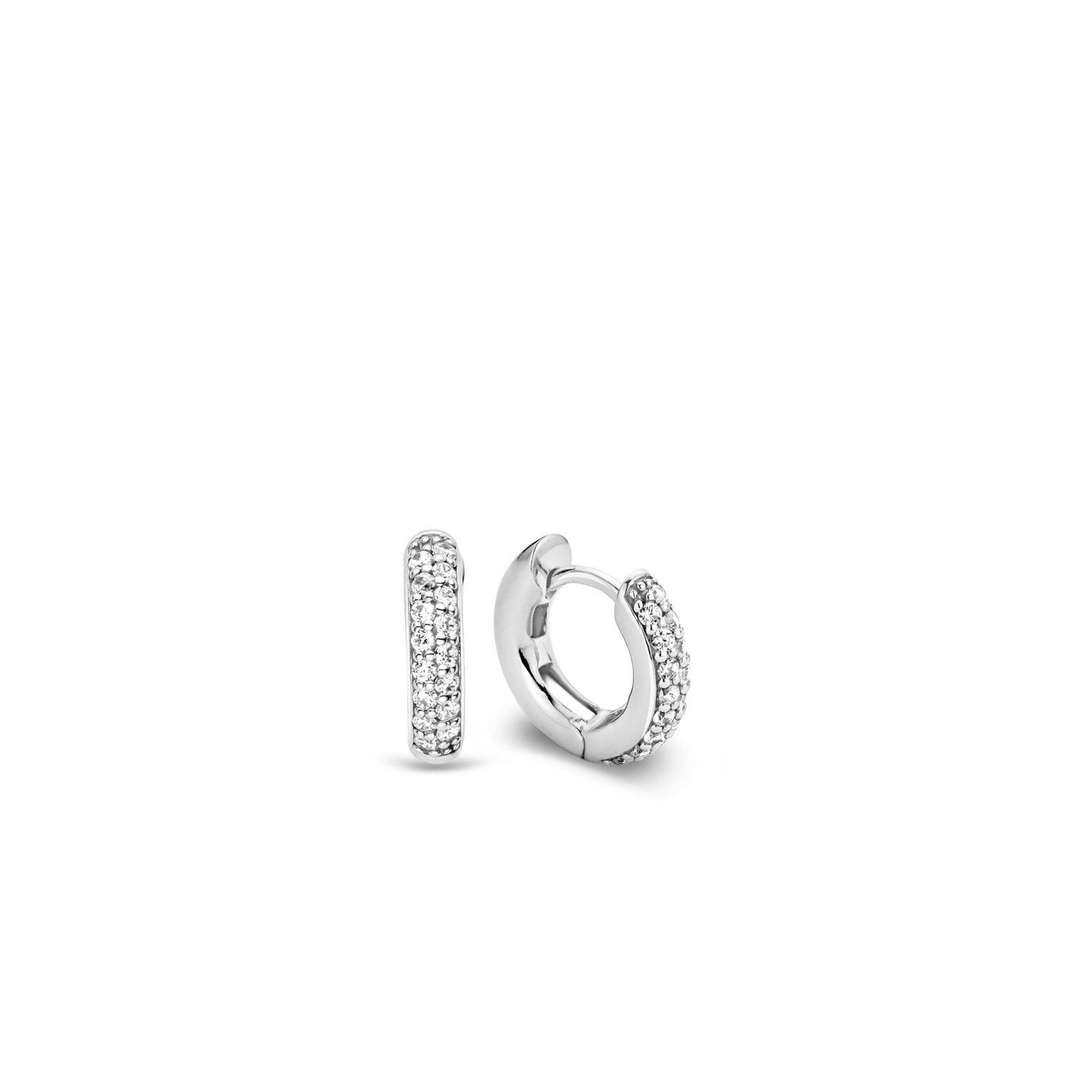 TI SENTO: S/S SMALL PAVE CZ HOOPS