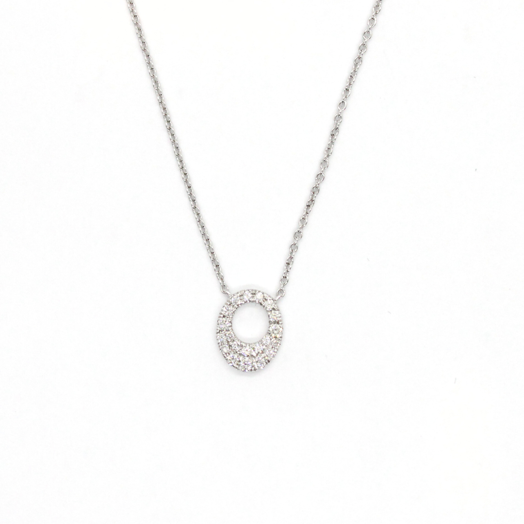 WHITE GOLD SMALL OVAL DIAMOND PENDANT
