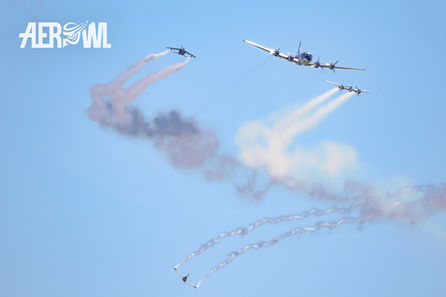 Flying Bulls airdisplay during the ILA 2018 near Berlin.