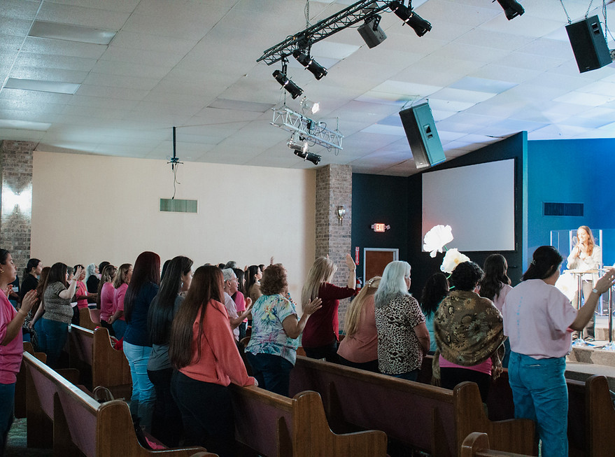 The church in a moment of praise and worship