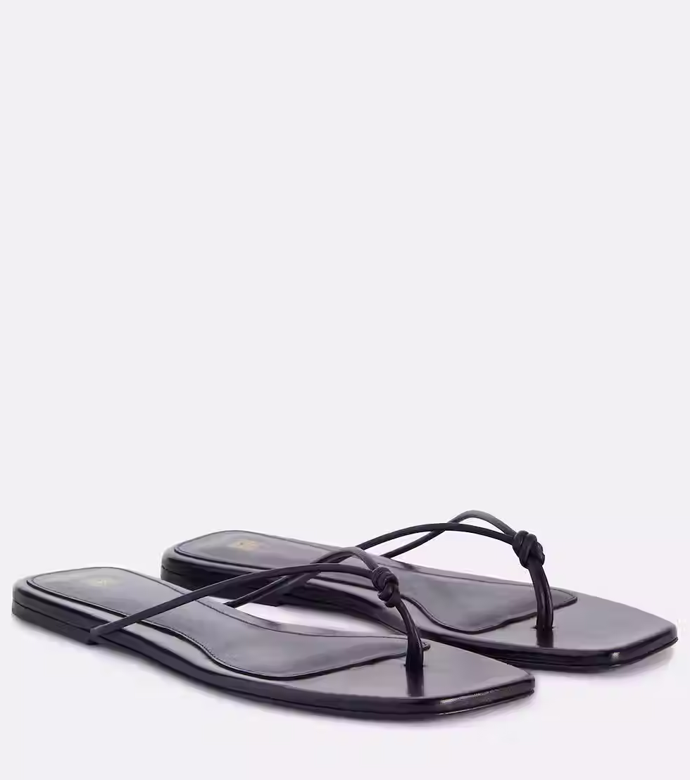 Leather Black Flip Flops
