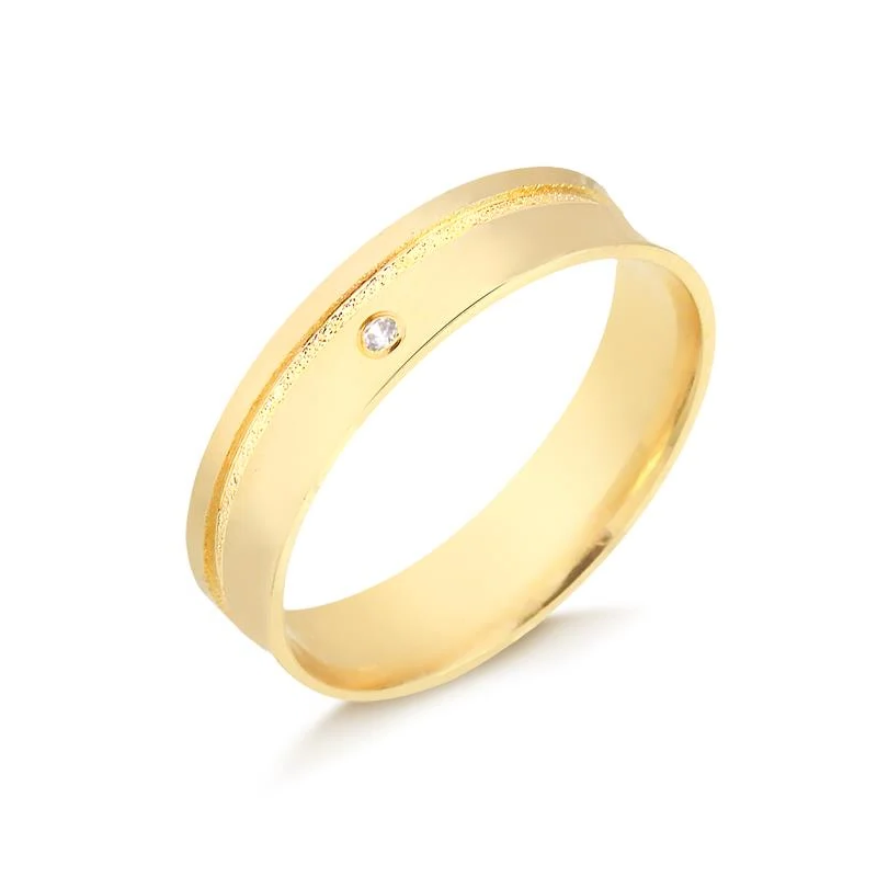Aliança Côncava Zirc. 5.00mm 18K (Cada)