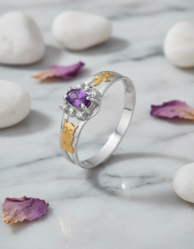 Miniatura: Anel de Formatura Prata com Ouro 18k pedra Oval