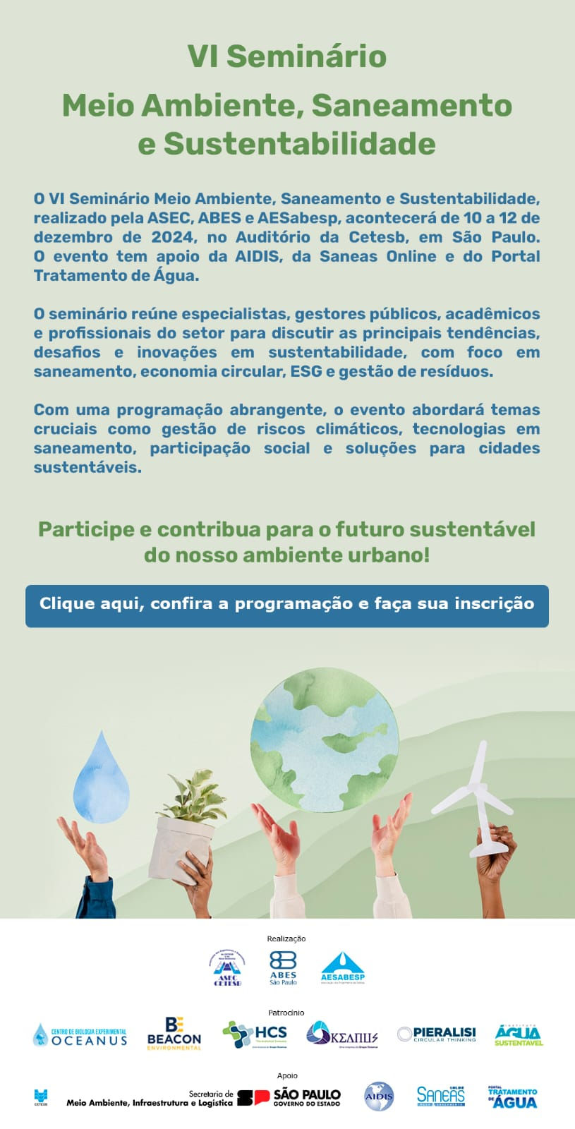 VI Seminário Meio Ambiente, Saneamento e Sustentabilidade