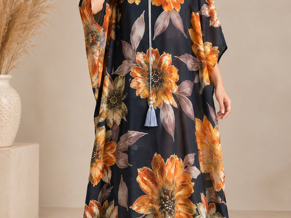 Floral Print Kaftan Maxi Dress