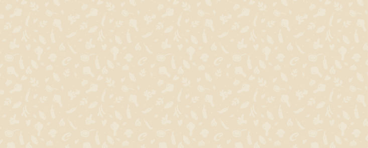 A photo of beige background with white pattern made of food icons