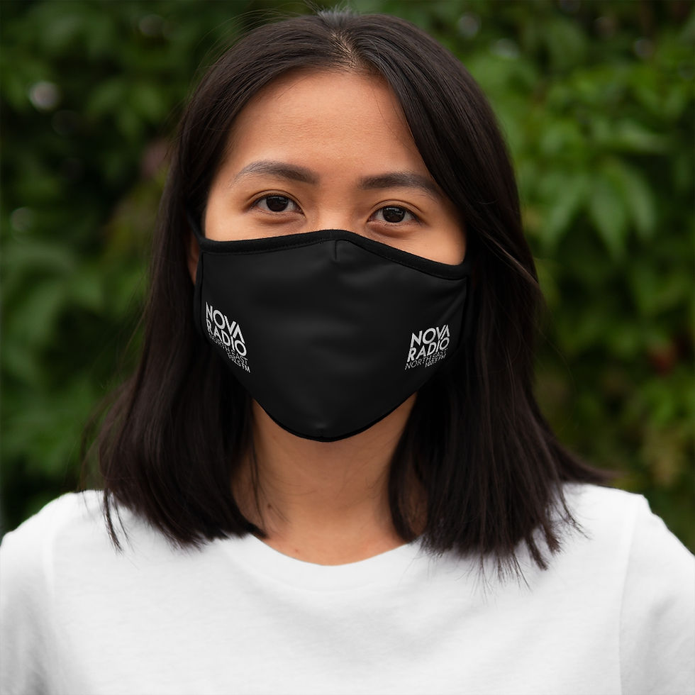 Thumbnail: Fitted Polyester Face Mask White logo