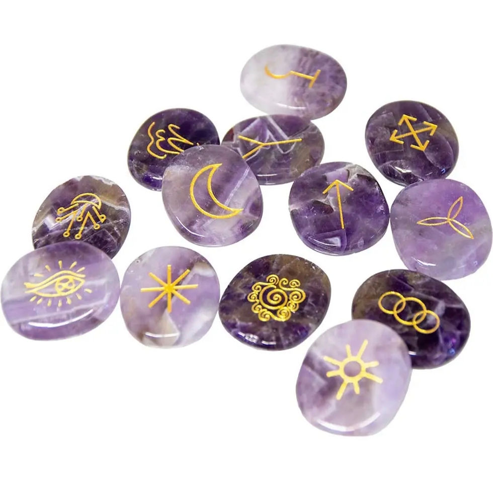 Miniaturbild: Set de 13 runes de sorcière en pierre précieuse - Améthyste