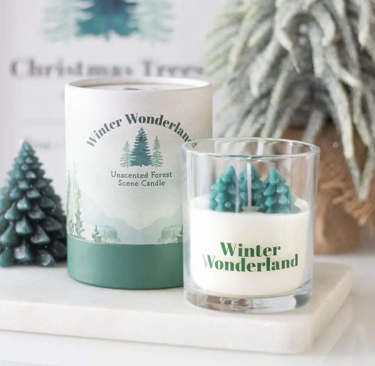 Bougie Hivernale avec Scène d'Arbre