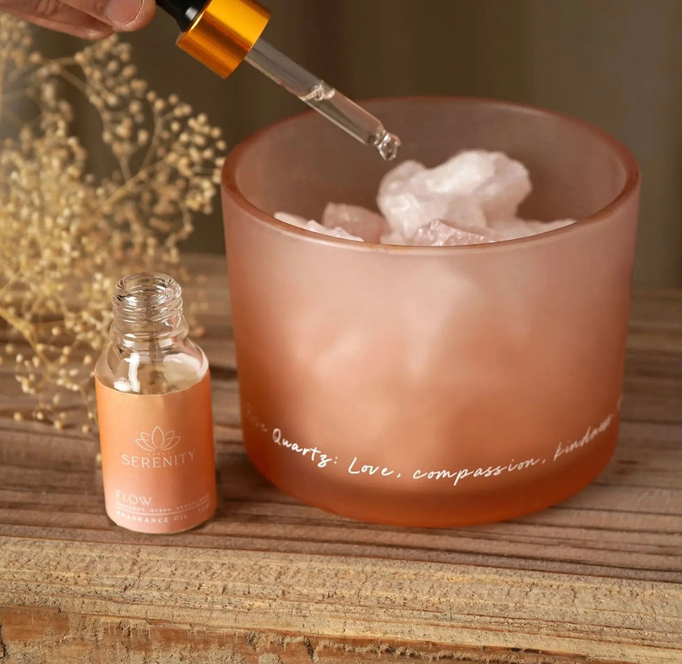 Miniaturbild: Diffuseur et Huile avec Bol en Cristal de Quartz Rose Sérénité