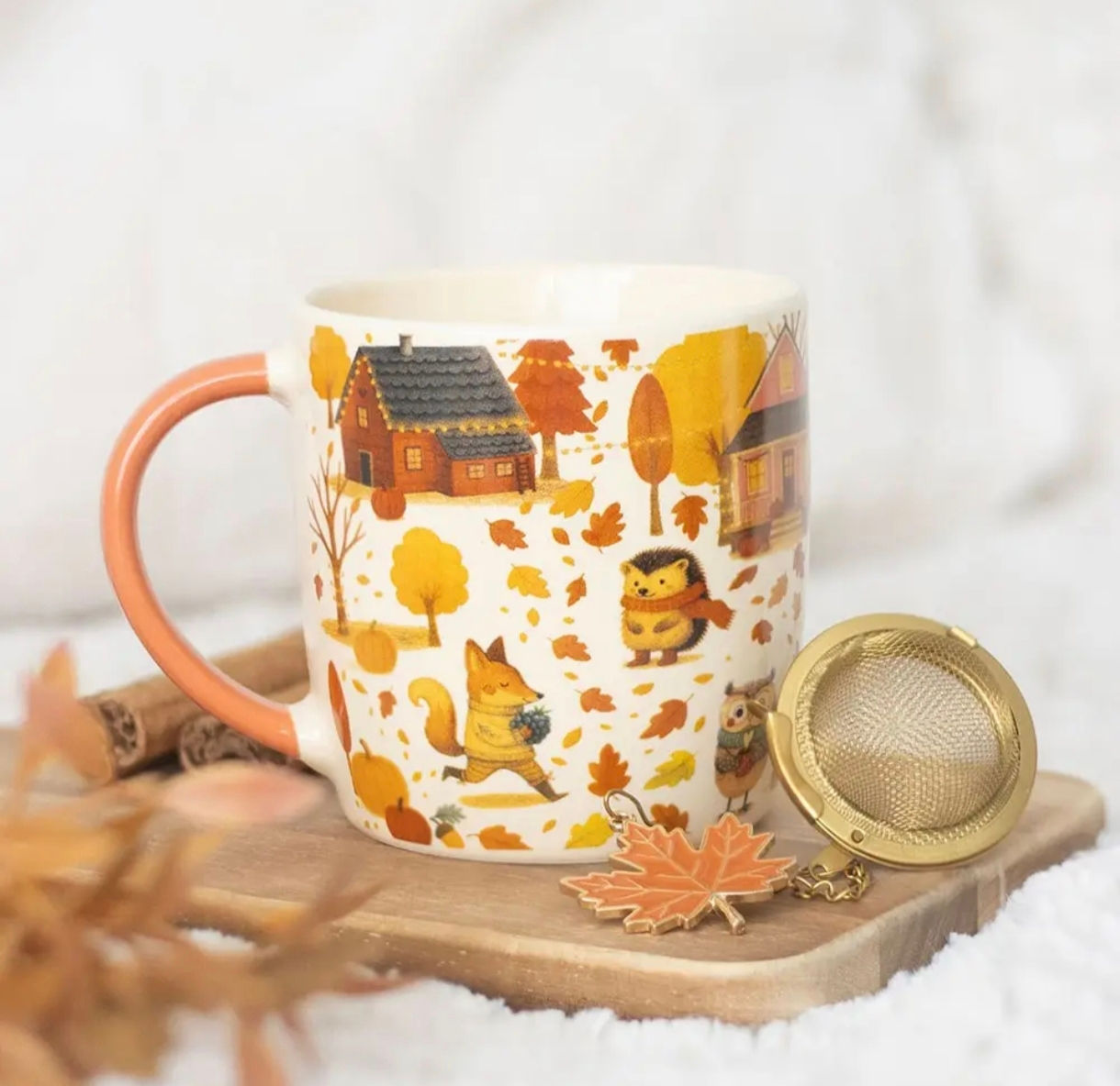 Mug d'automne et passoire à thé