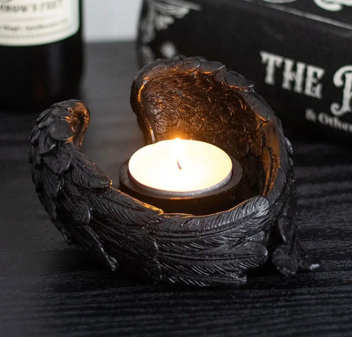Porte-bougie chauffe-plat Halloween Ailes de Corbeau Gothique