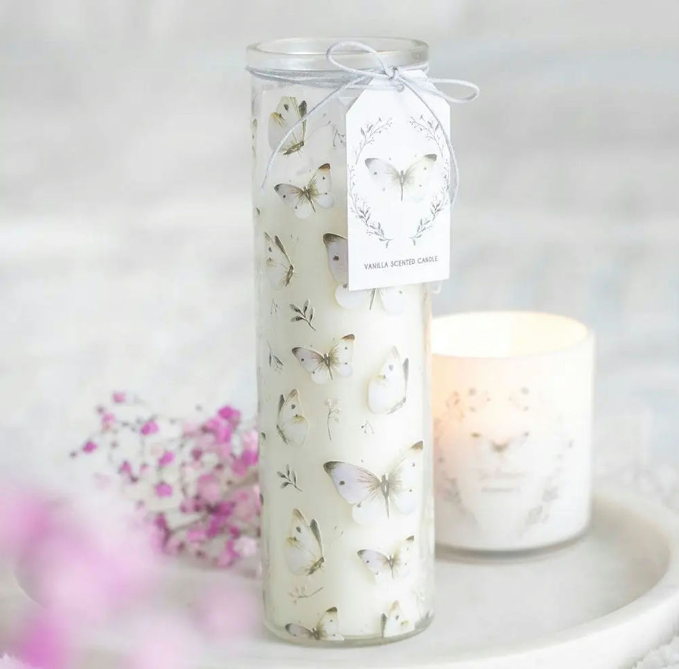 Bougie Tube Vanille à Imprimé Papillon Blanc