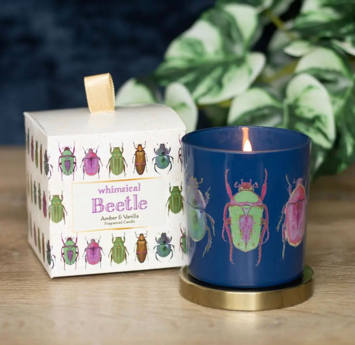 Bougie à imprimé scarabée ambre et vanille