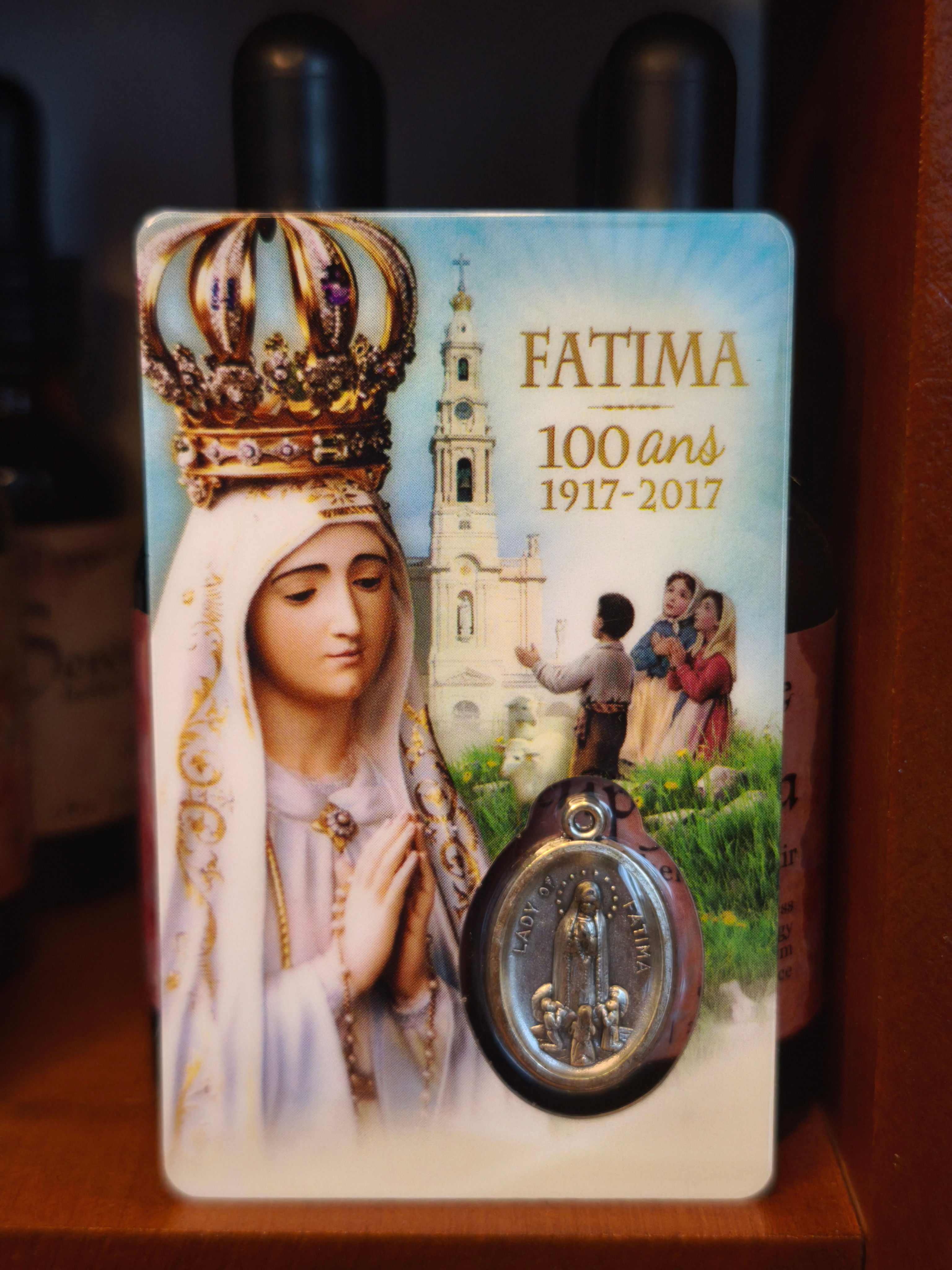 🙏 Carte de prière Notre-Dame de Fatima avec médaille ✨