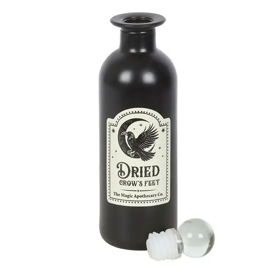 Miniature : Flacon Potion en Verre Gothique Décoratif < Pattes d'Oie Séchées >