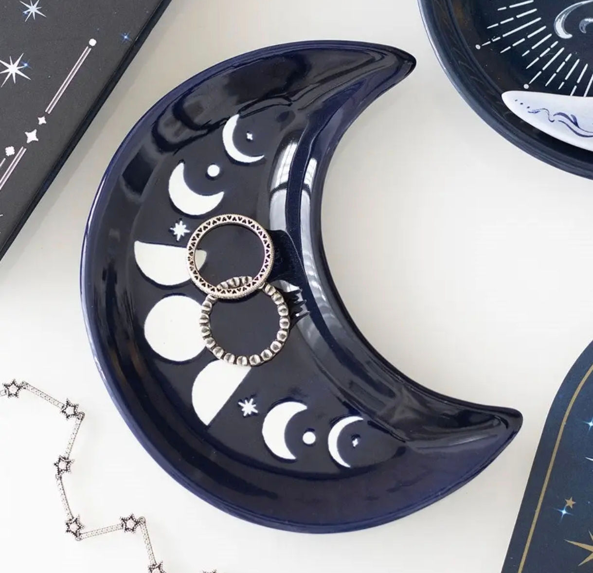 Phase de Lune Bleue Coupelle à Bibelots en Croissant de Lune