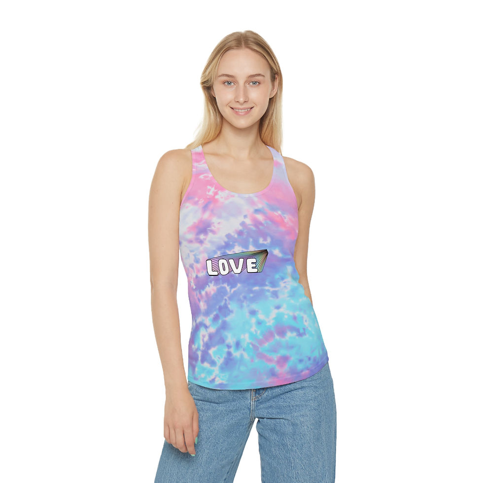 Thumbnail: Tie Dye Racerback Tank Top - Perfect for Summer, Beach Days, Yoga, Love Vibe, 