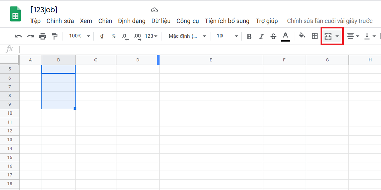 Hợp nhất các ô trong google sheet