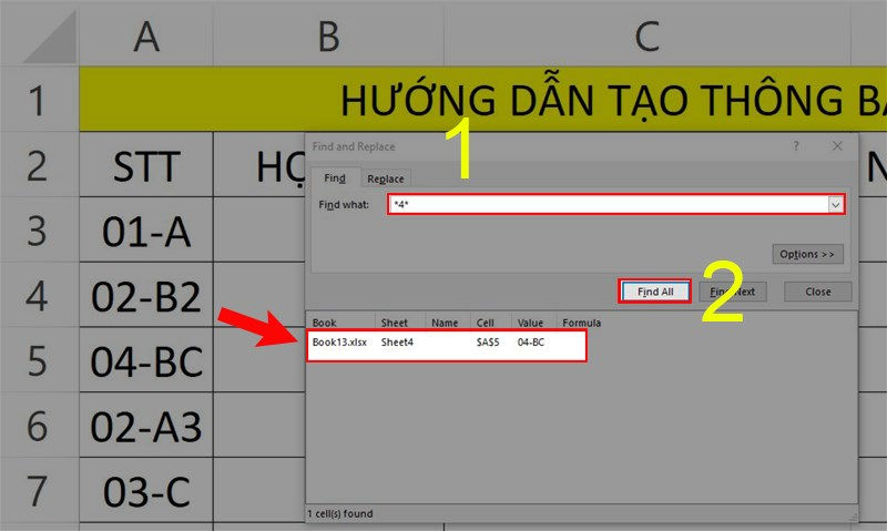 1. Tìm và thay thế bằng số ký tự đại diện