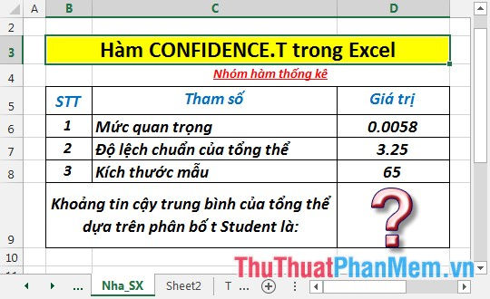 Tính khoảng tin cậy trung bình của tổng thể dựa trên phân phối t của Student