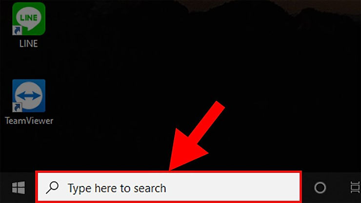 Chuyển đến phần tìm kiếm trên thanh Taskbar