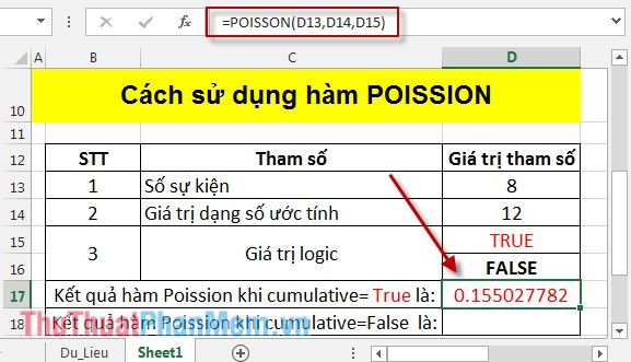Cách sử dụng POISSION 2. hàm số